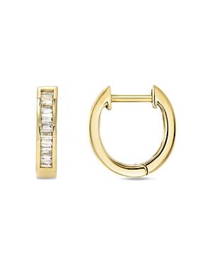 Zoe Lev 14k Yellow Gold Diamond Baguette Hoop Earrings