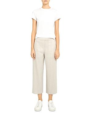 Theory Striped Wide Leg Crop Pants