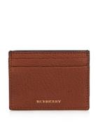 Burberry Grainy Leather And Canvas Check Card Case