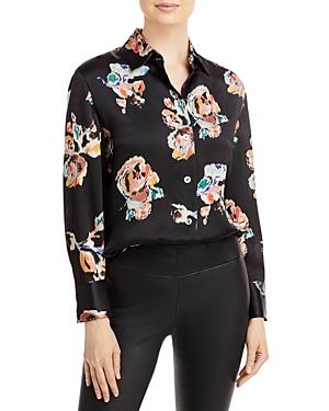 Vince Floral Ikat Satin Shirt