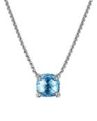 David Yurman Chatelaine Pendant Necklace With Blue Topaz And Diamonds, 18