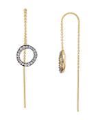 Nadri Circle Thread Through Earrings In 18k Gold & Ruthenium Plated Sterling Silver