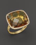 Citrine And Diamond Statement Ring In 14k Yellow Gold