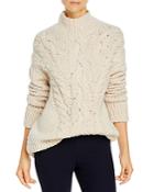Vince Rising Cable Wool Blend Turtleneck Sweater