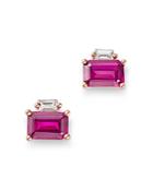 Bloomingdale's Rodholite & Diamond-accent Stud Earrings In 14k Rose Gold - 100% Exclusive