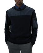 Hugo Syoke Cotton & Wool Mix Media Relaxed Fit Crewneck Sweater