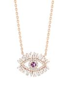 Suzanne Kalan 18k Rose Gold Evil Eye Pink Sapphire & Diamond Pendant Necklace, 16-18