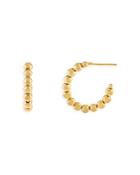 Adinas Jewels Beaded C Hoop Earrings In 14k Gold Plated