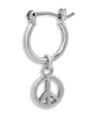 Allsaints Men's Peace Sign Charm Single Hoop Earring In Sterling Silver