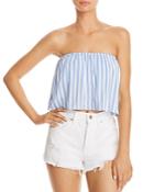 Aqua Strapless Striped Cropped Top - 100% Exclusive