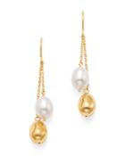 Bloomingdale's Cultured Freshwater Pearl Oval Drop Earrings In 14k Yellow Gold - 100% Exclusive