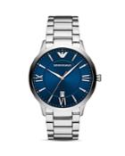 Emporio Armani Stainless Steel Blue Dial Watch, 44mm