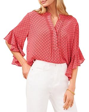 Vince Camuto Diamond Print Flutter Sleeve Top