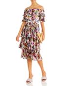 Aqua X Mary Katrantzou Floral Pleated Off The Shoulder Dress - 100% Exclusive