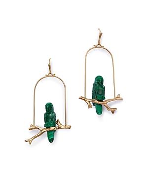 Annette Ferdinandsen Design 14k Yellow Gold Malachite Parrot Drop Earrings