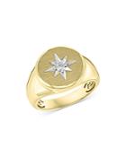 Bloomingdale's Men's Diamond Star Signet Ring In 14k Yellow Gold, 0.10 Ct. T.w. - 100% Exclusive