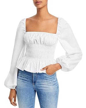 Staud Jules Smocked Peplum Top