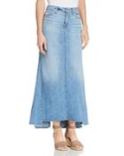 7 For All Mankind Denim Maxi Skirt In Bright Blue Jay
