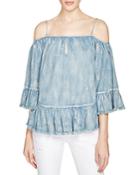 Blanknyc Vintage Cold Shoulder Chambray Top