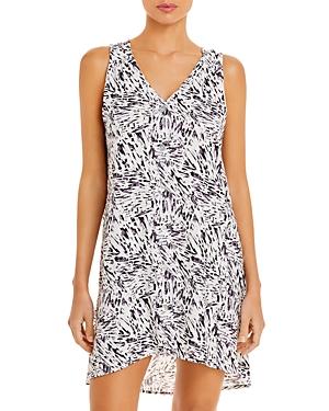 J. Valdi Abstract Print Button Tank Mini Dress