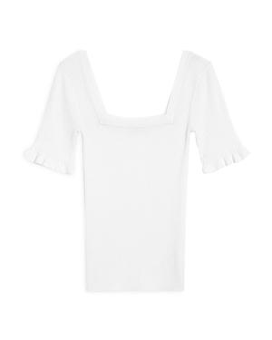 Sandro Jodie Rib Knit Square Neck Sweater