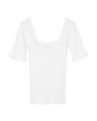 Sandro Jodie Rib Knit Square Neck Sweater