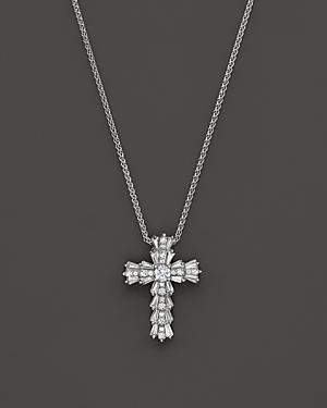 Diamond And Baguette Cross Pendant Necklace In 14k White Gold, .90 Ct. T.w. - 100% Exclusive