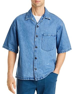 Frame Cotton Blend Denim Regular Fit Short Sleeve Shirt