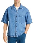 Frame Cotton Blend Denim Regular Fit Short Sleeve Shirt