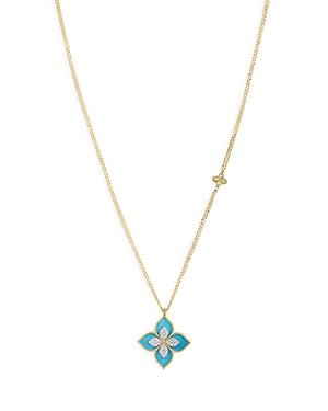 Roberto Coin 18k Yellow Gold Venetian Princess Turquoise & Diamond Pendant Necklace, 33