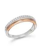 Diamond Double Row Band Ring In 14k White And Rose Gold, .12 Ct.t.w. - 100% Exclusive