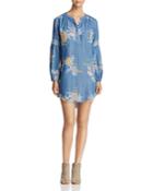 Billy T Poet Floral Print Chambray Shirt Dress