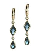 Bloomingdale's London Blue Topaz & Diamond Linear Drop Earrings In 14k Yellow Gold - 100% Exclusive