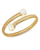 Roberto Coin 18k Yellow Gold Primavera Mother-of-pearl Square Capped Bypass Bangle