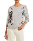 C By Bloomingdale's Cashmere Embroidered Cable Knit Sweater - 100% Exclusive