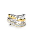 Bloomingdale's Marc & Marcella Diamond Crisscross Ring In Sterling Silver & Gold-plated Sterling Silver, 0.22 Ct. T.w. - 100% Exclusive
