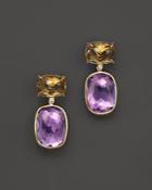 Vianna Brasil 18k Yellow Gold Earrings With Citrine, Amethyst And Diamond Accents