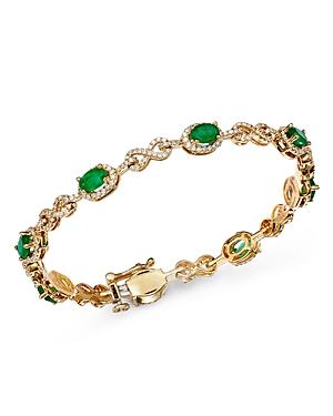 Bloomingdale's Emerald & Diamond Bracelet In 14k Yellow Gold - 100% Exclusive