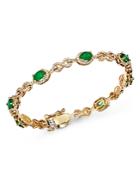 Bloomingdale's Emerald & Diamond Bracelet In 14k Yellow Gold - 100% Exclusive