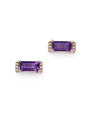 Bloomingdale's Amethyst & Diamond Accent Stud Earrings In 14k Rose Gold - 100% Exclusive