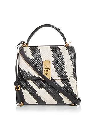 Salvatore Ferragamo Zebra Stripe Woven Leather Crossbody