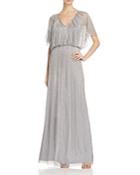 Aidan Mattox Short Sleeve Beaded Blouson Gown