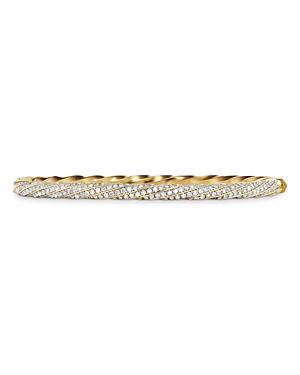David Yurman Cable Edge Bracelet In Recycled 18k Yellow Gold With Full Pave Diamonds