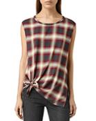 Allsaints Heny Tie Front Check Top