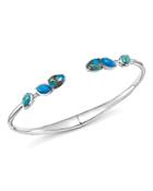 Ippolita Sterling Silver Rock Candy Mixed Turquoise And Amazonite Doublet Hinged Bangle