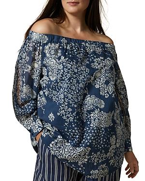 Marina Rinaldi Fidelma Printed Off-the-shoulder Tunic