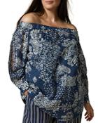 Marina Rinaldi Fidelma Printed Off-the-shoulder Tunic