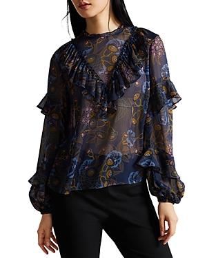 Ted Baker Jovena Floral Print Ruffled Blouse