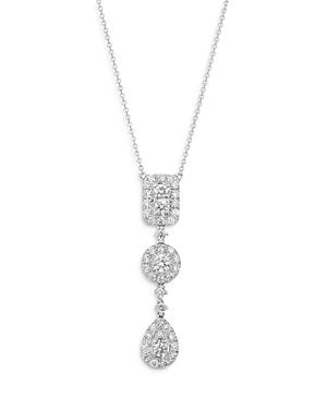 Bloomingdale's Diamond Halo Triple Pendant Necklace In 14k White Gold, 1.75 Ct. T.w. - 100% Exclusive
