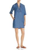 Alison Andrews Chambray Lace-up Popover Dress